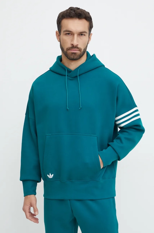 Dukserica adidas Originals Neuclassics C Hoodie natpis zelena JF9140
