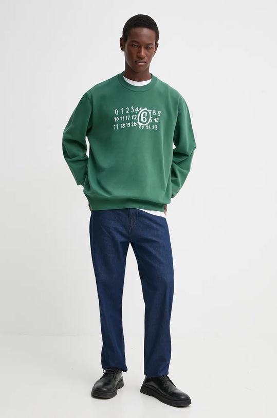 Bavlněná mikina MM6 Maison Margiela SH2GU0011.M25004 zelená AW24