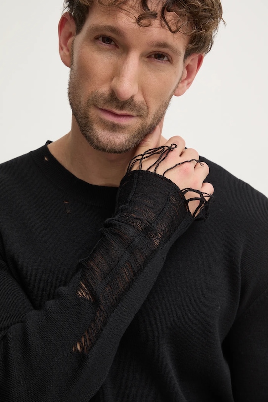 MM6 Maison Margiela sweter wełniany czarny SH2HL0016.M13070