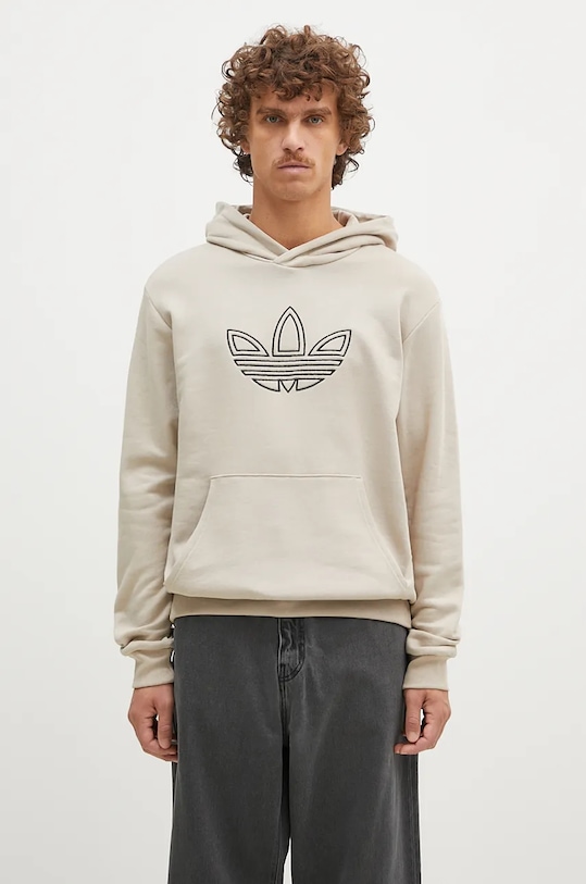 Pamučna dukserica adidas Originals Outline Hoodie print bež JJ1505