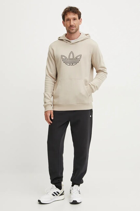 Хлопковая кофта adidas Originals Outline Hoodie JJ1505 бежевый AW24