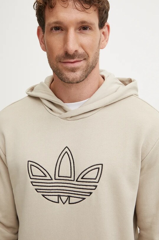 Хлопковая кофта adidas Originals Outline Hoodie бежевый JJ1505