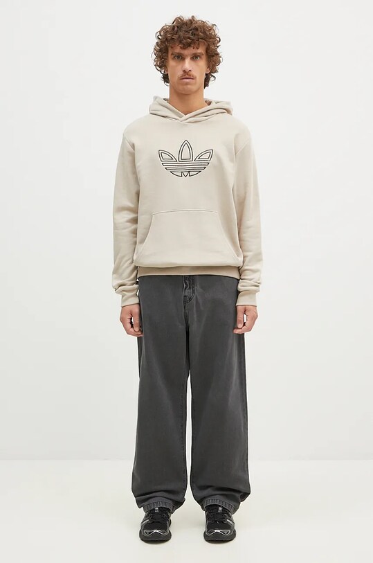 adidas Originals felpa in cotone Outline Hoodie JJ1505 beige