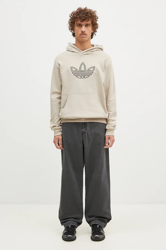 Pamučna dukserica adidas Originals Outline Hoodie JJ1505 bež