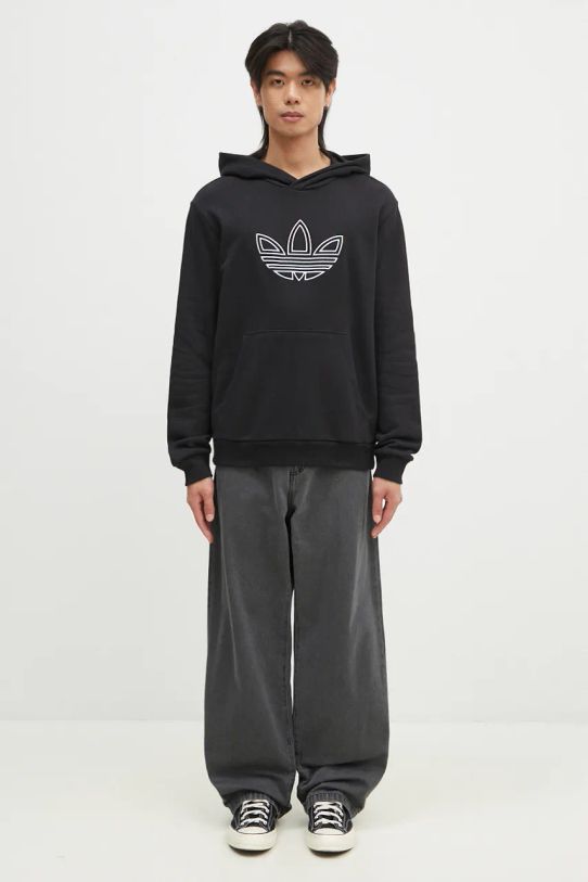 Βαμβακερή μπλούζα adidas Originals Outline Hoodie JJ1506 μαύρο