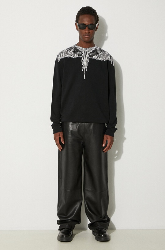 Marcelo Burlon felpa in cotone Icon Wings Regular Crewneck CMBA009F24FLE0011006 nero AW24