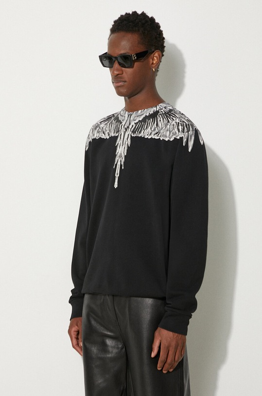 Marcelo Burlon felpa in cotone Icon Wings Regular Crewneck nero CMBA009F24FLE0011006