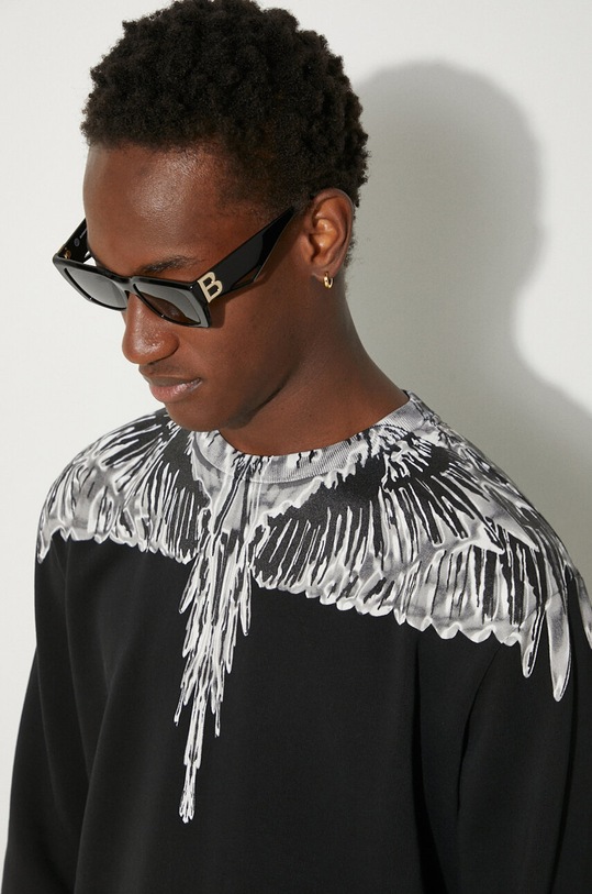 Marcelo Burlon felpa in cotone Icon Wings Regular Crewneck CMBA009F24FLE0011006 nero