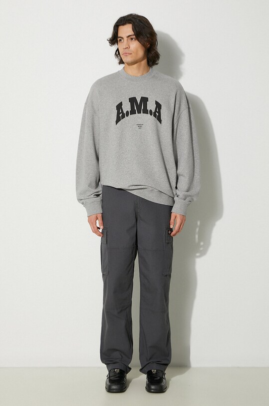 Marcelo Burlon bluza bawełniana Ama Comfort Crewneck CMBA097F24FLE0030810 szary AW24