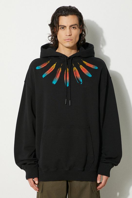 Marcelo Burlon hanorac de bumbac Collar Feathers Comfy Hoodie print negru CMBB106F24FLE0031084
