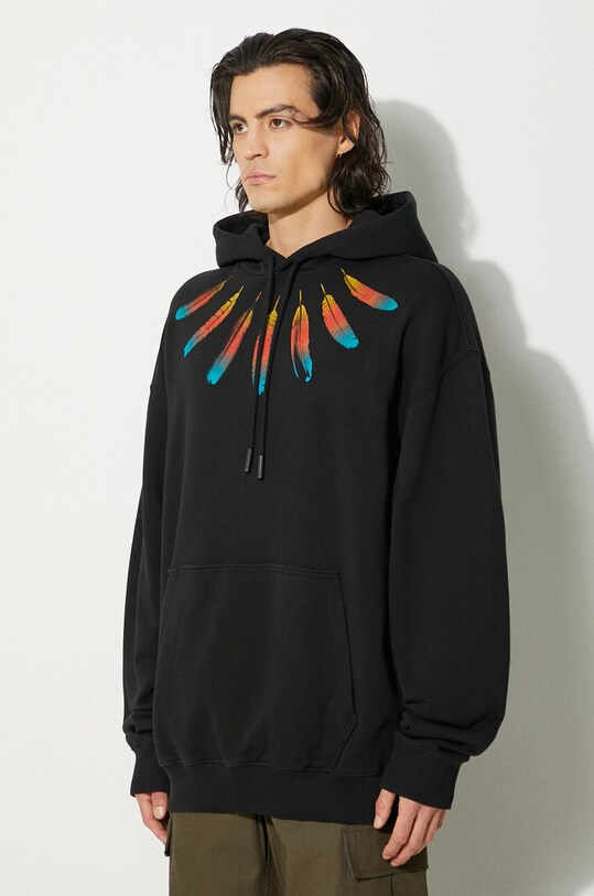 Хлопковая кофта Marcelo Burlon Collar Feathers Comfy Hoodie чёрный CMBB106F24FLE0031084