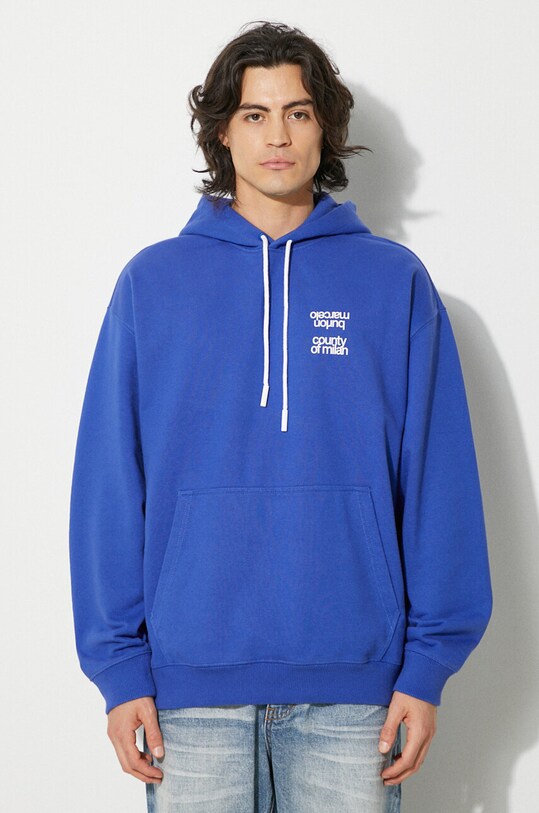 Одежда Кофта Marcelo Burlon MBCM Slogan Comfort Hoodie CMBB106F24FLE0064501 голубой