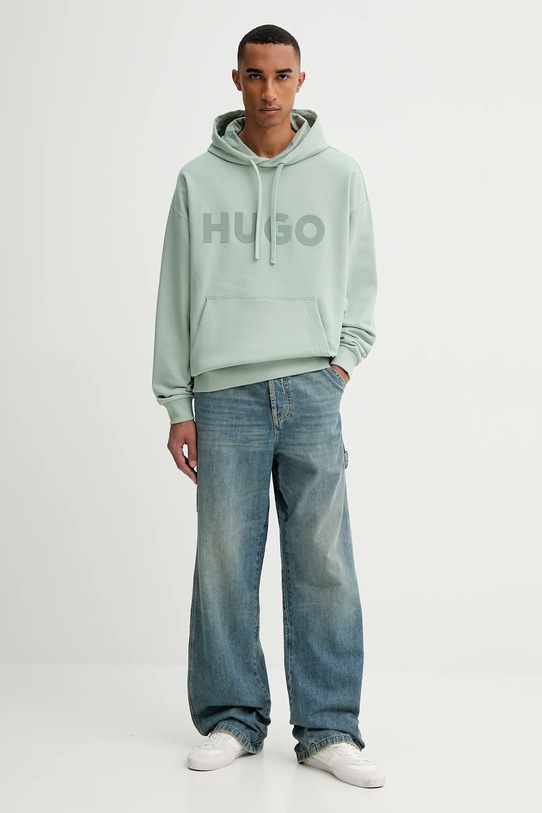 HUGO bluza bawełniana 50529090 zielony AW25