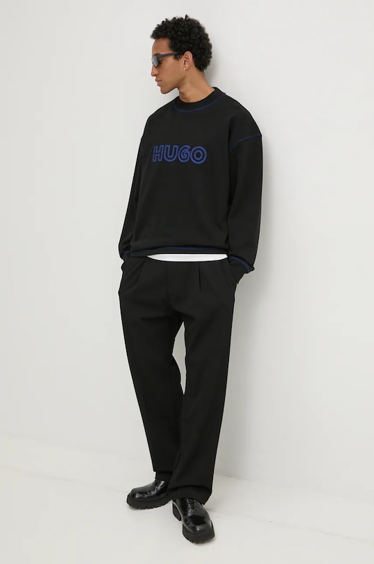 HUGO Blue bluza bawełniana 50530046 czarny AW24