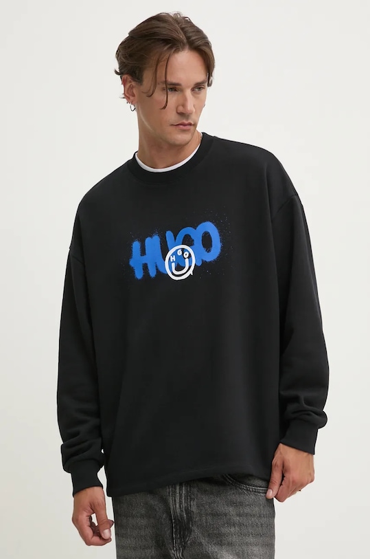 Hugo Blue hanorac de bumbac print negru 50532312