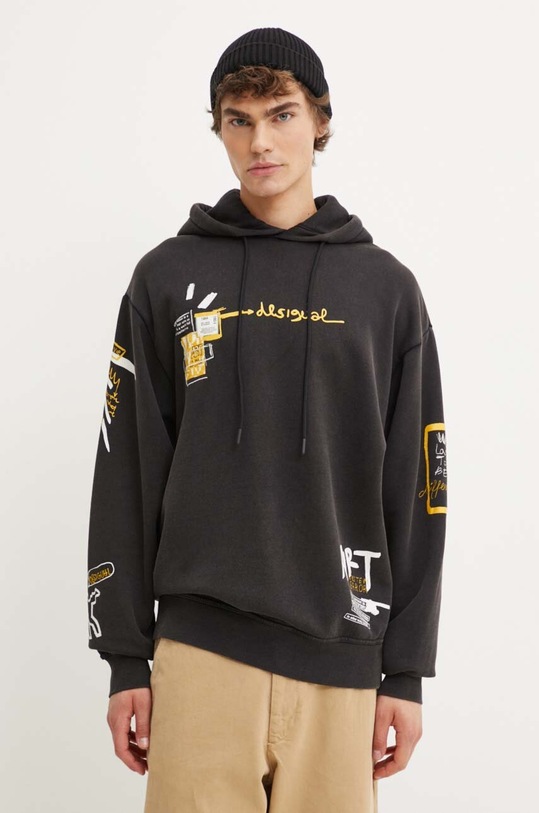 Desigual bluza bawełniana ANUAR nadruk szary 24WMSK06