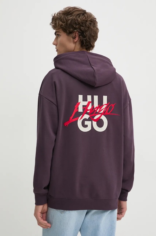 HUGO hanorac de bumbac imprimeu violet 50521070