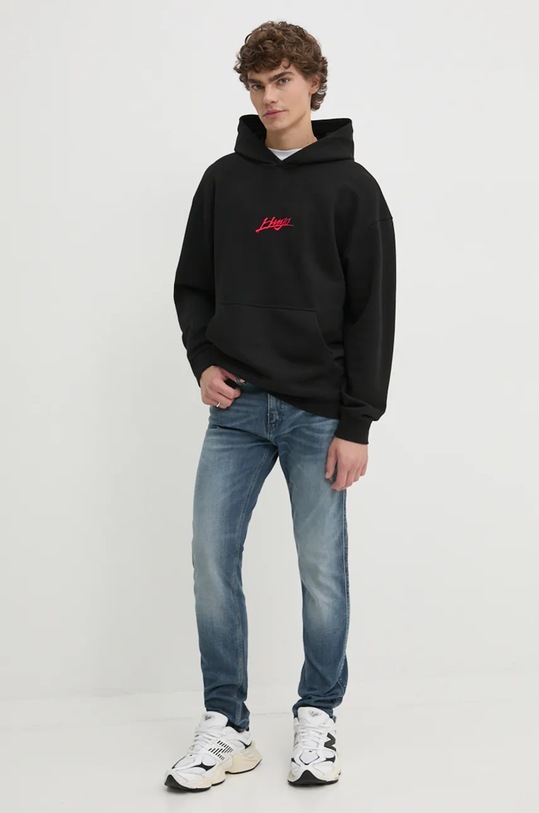 HUGO bluza bawełniana 50521070 czarny AW24
