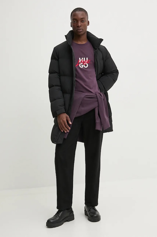 Pamučna dukserica HUGO 50521081 ljubičasta AW24