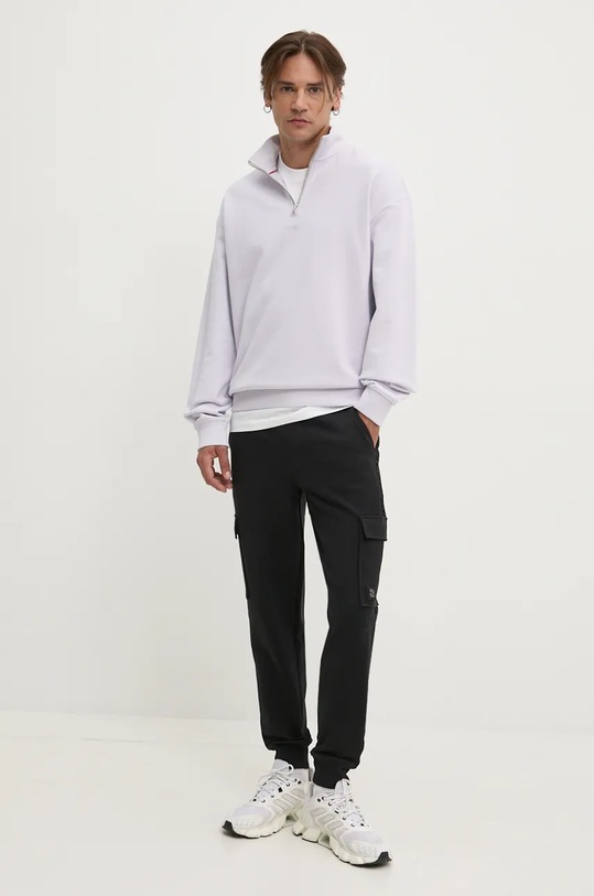 Bavlněná mikina HUGO 50525881 fialová SS25
