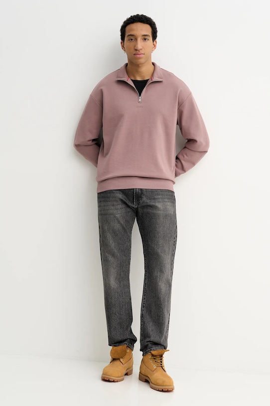 HUGO bluza bawełniana Durty244 50525881 różowy AW25