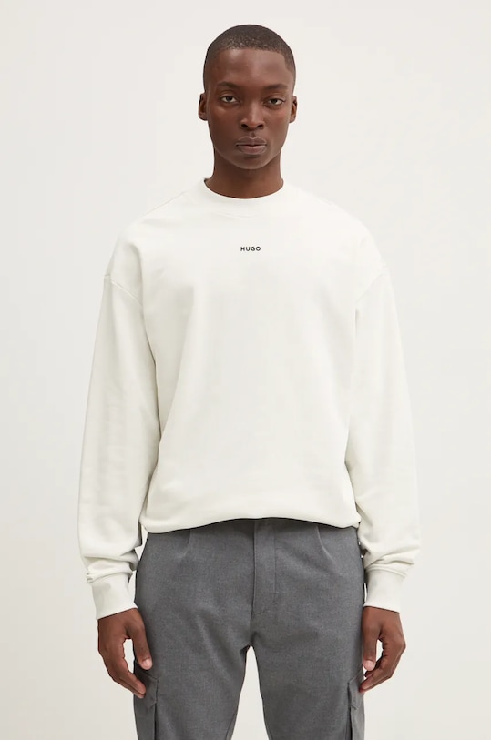 HUGO bluza bawełniana bawełna beżowy 50525892
