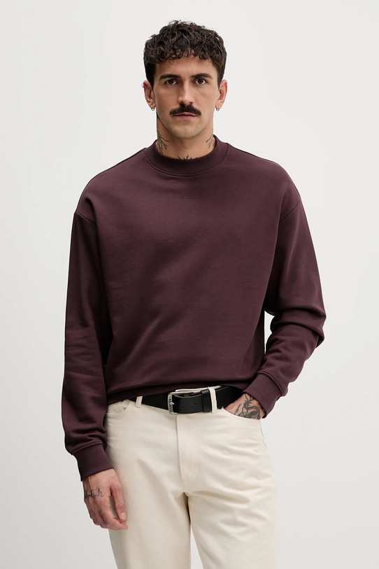 HUGO bluza bawełniana fioletowy 50525892