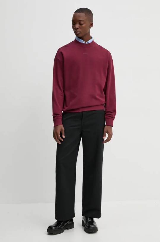Pamučna dukserica HUGO 50525892 bordo SS25
