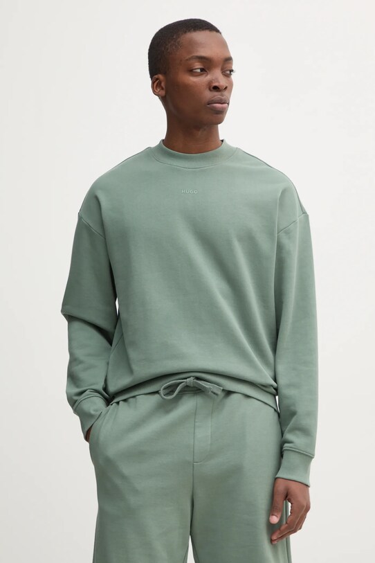 HUGO hanorac de bumbac uni verde 50525892