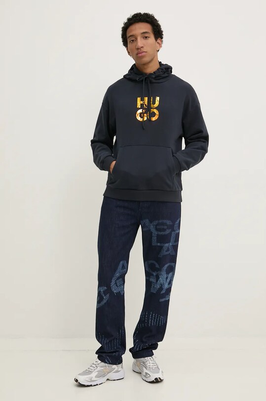 Хлопковая кофта HUGO 50522119 тёмно-синий AW24