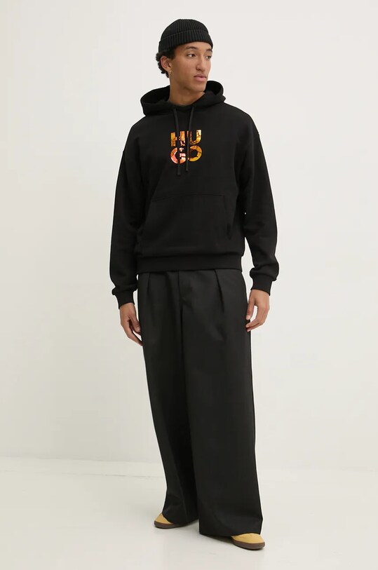 Хлопковая кофта HUGO 50522119 чёрный AW24