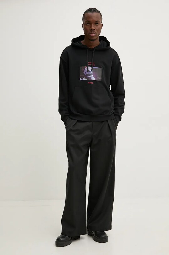 Хлопковая кофта HUGO 50537985 чёрный AW24