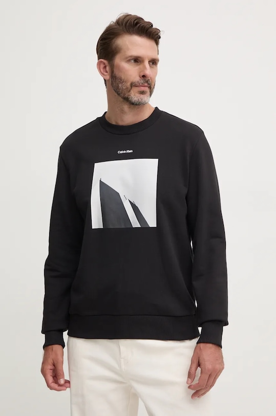 Bavlnená mikina Calvin Klein bavlna čierna K10K113563