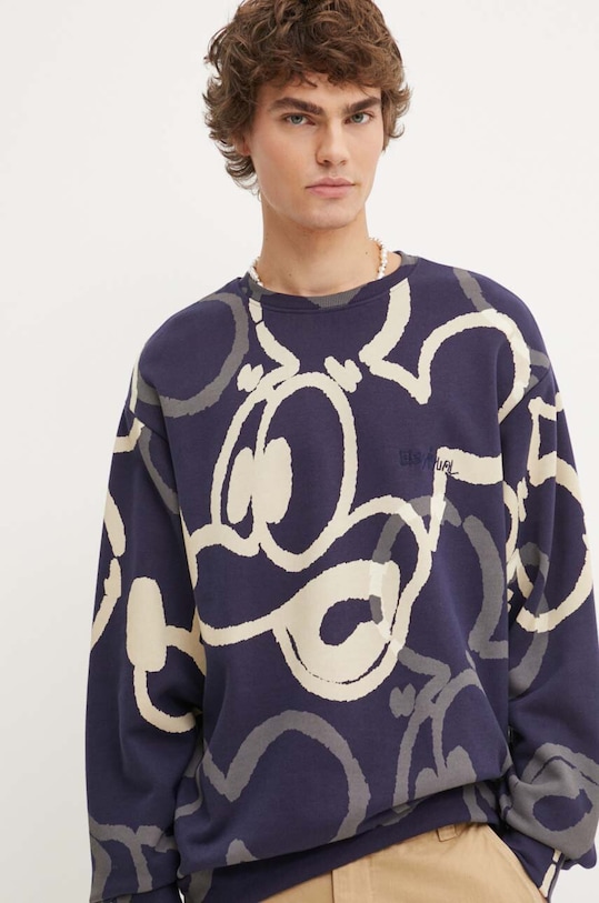 Desigual hanorac de bumbac OHIO x Disney cu modele bleumarin 24WMSK17