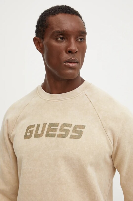 Bombažen pulover Guess ALIOTH bež Z4BQ07.FL050