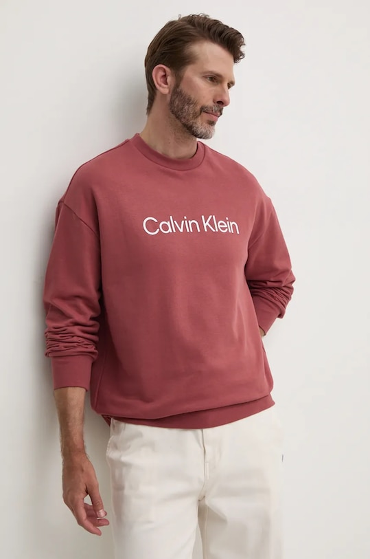 Calvin Klein bluza bawełniana czerwony K10K112956