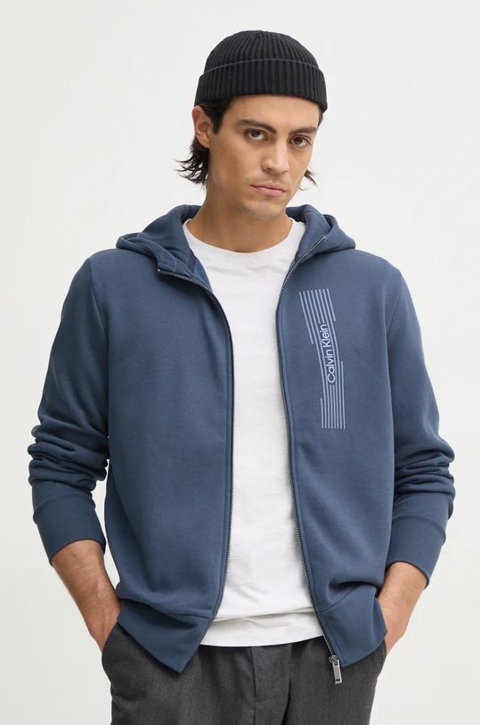 Mikina Calvin Klein s kapucňou modrá K10K113550