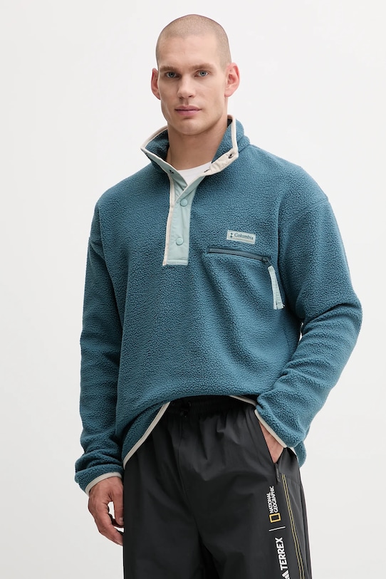 Sportovní mikina Columbia Helvetia II bez kapuce tyrkysová 2090891