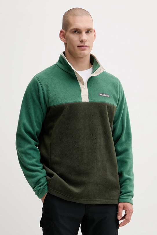Sportovní mikina Columbia Steens Mountain Half Snap bez kapuce zelená 2097721