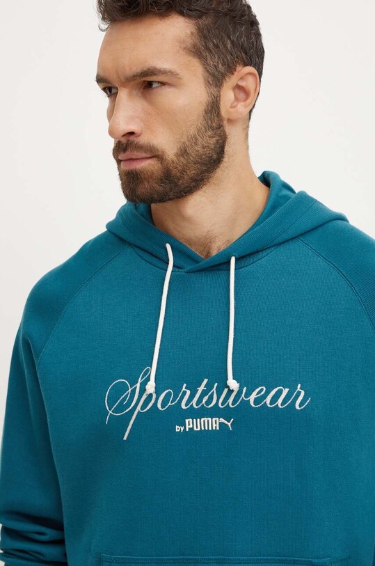 Bavlněná mikina Puma tyrkysová 626722