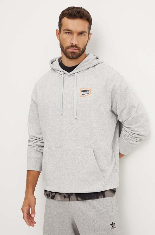 Хлопковая кофта Puma с капюшоном серый 626748