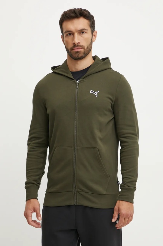 Bavlněná mikina Puma s kapucí zelená 676815