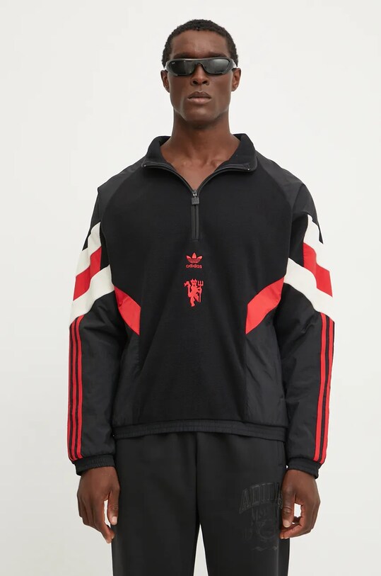 Fleecová mikina adidas Originals x Manchester United bez kapucne čierna IS6528