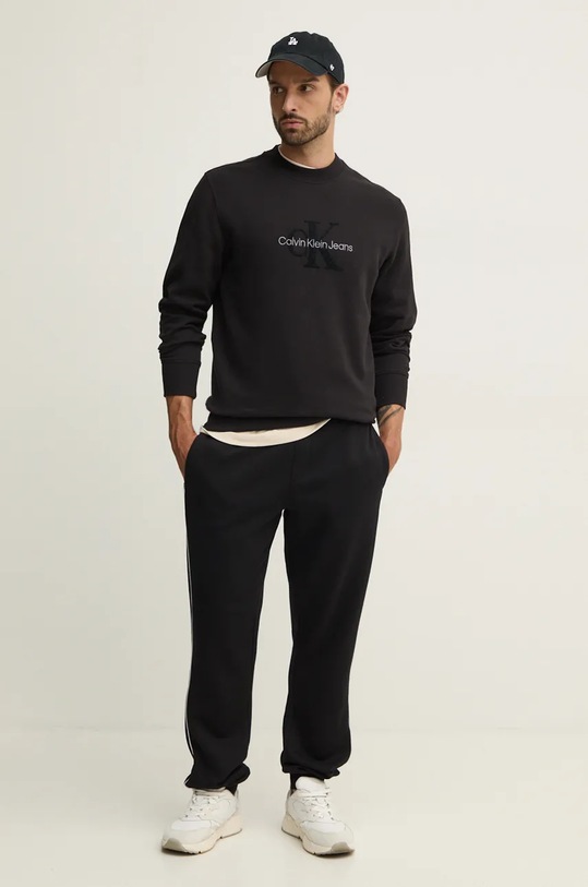 Bavlněná mikina Calvin Klein Jeans J30J326144 černá AW24