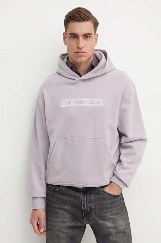 Памучен суичър Calvin Klein Jeans памук сив J30J326147