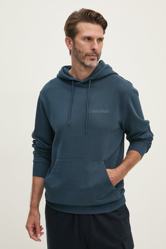 Bavlněná mikina Calvin Klein Jeans s kapucí námořnická modř J30J326404