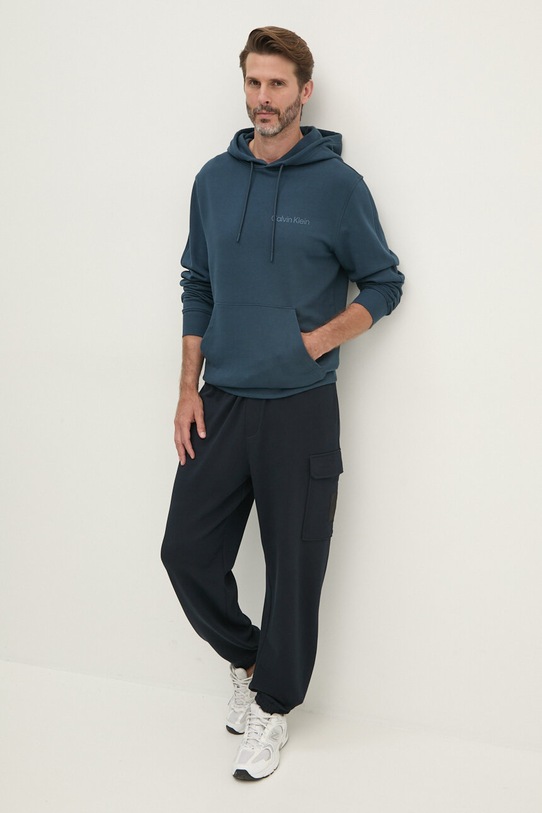 Bavlněná mikina Calvin Klein Jeans J30J326404 námořnická modř AW24