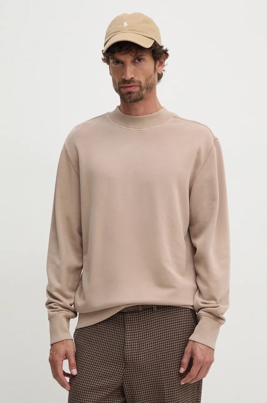 Mikina Calvin Klein Jeans bez kapuce béžová J30J326455