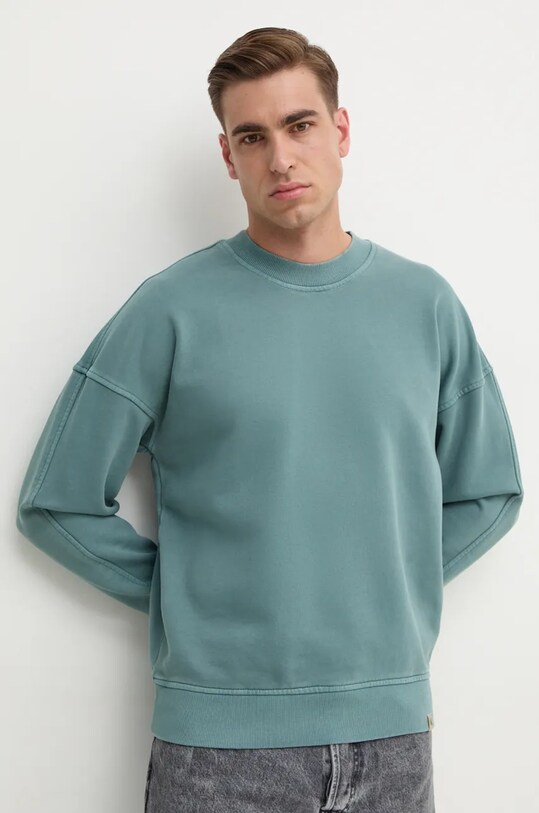 Βαμβακερή μπλούζα Calvin Klein Jeans βαμβάκι τιρκουάζ J30J326687