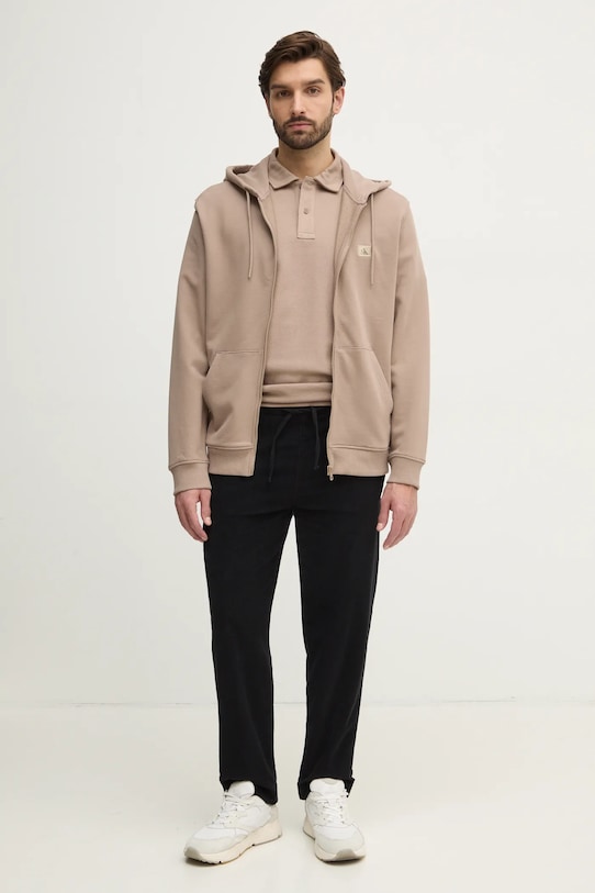 Calvin Klein Jeans hanorac de bumbac J30J326858 maro SS25